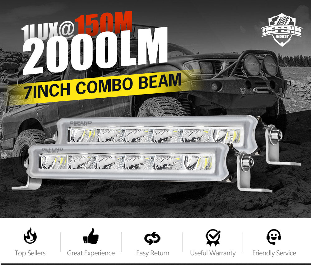 Pair 7inch Osram LED Work Light Bar 1Lux @ 150m 2,000 Lumens – defendindust